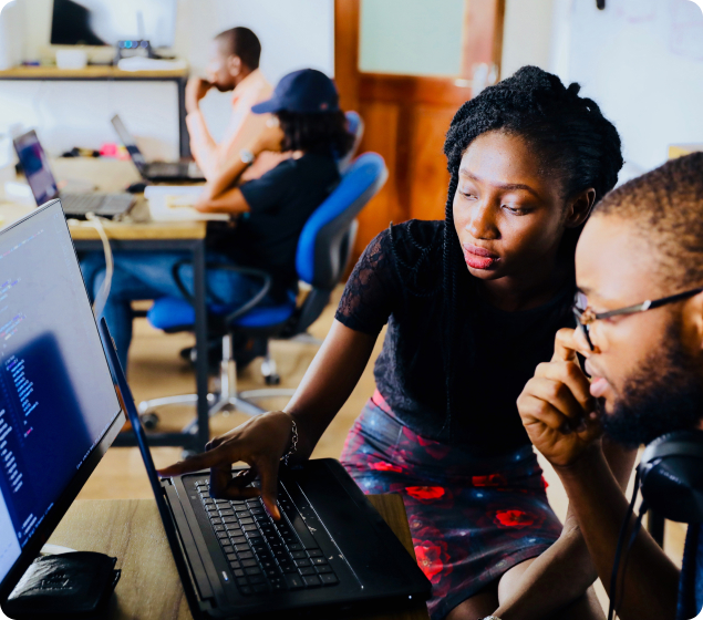 college students working with financial data