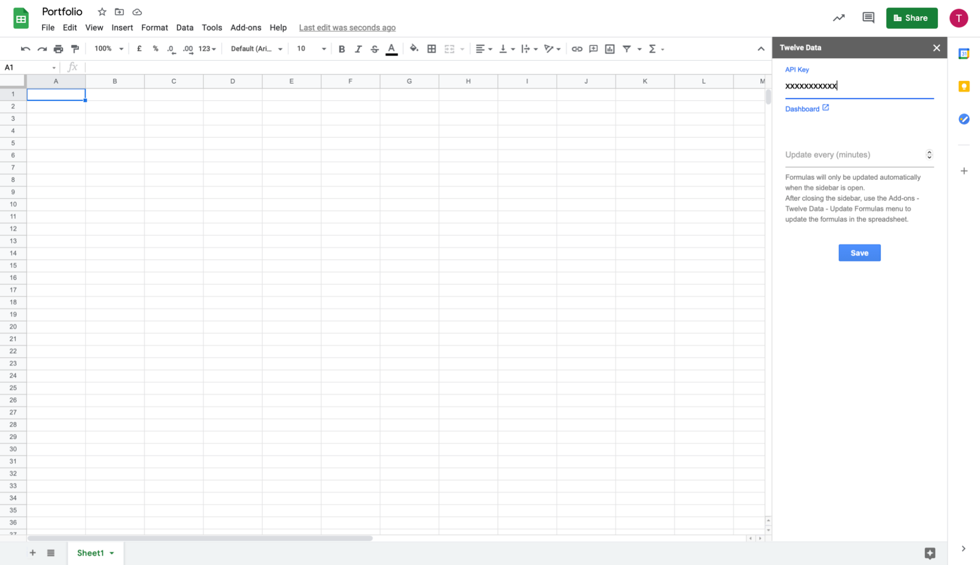Add-on API key setting