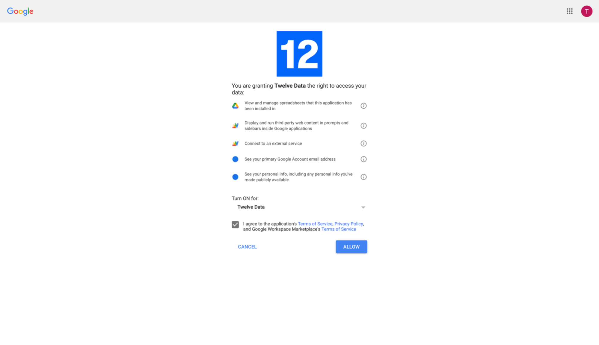 Grant permissions popup
