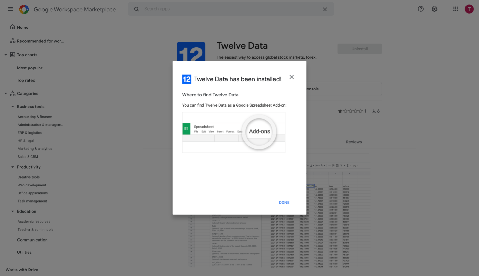 Successul installation confirmation