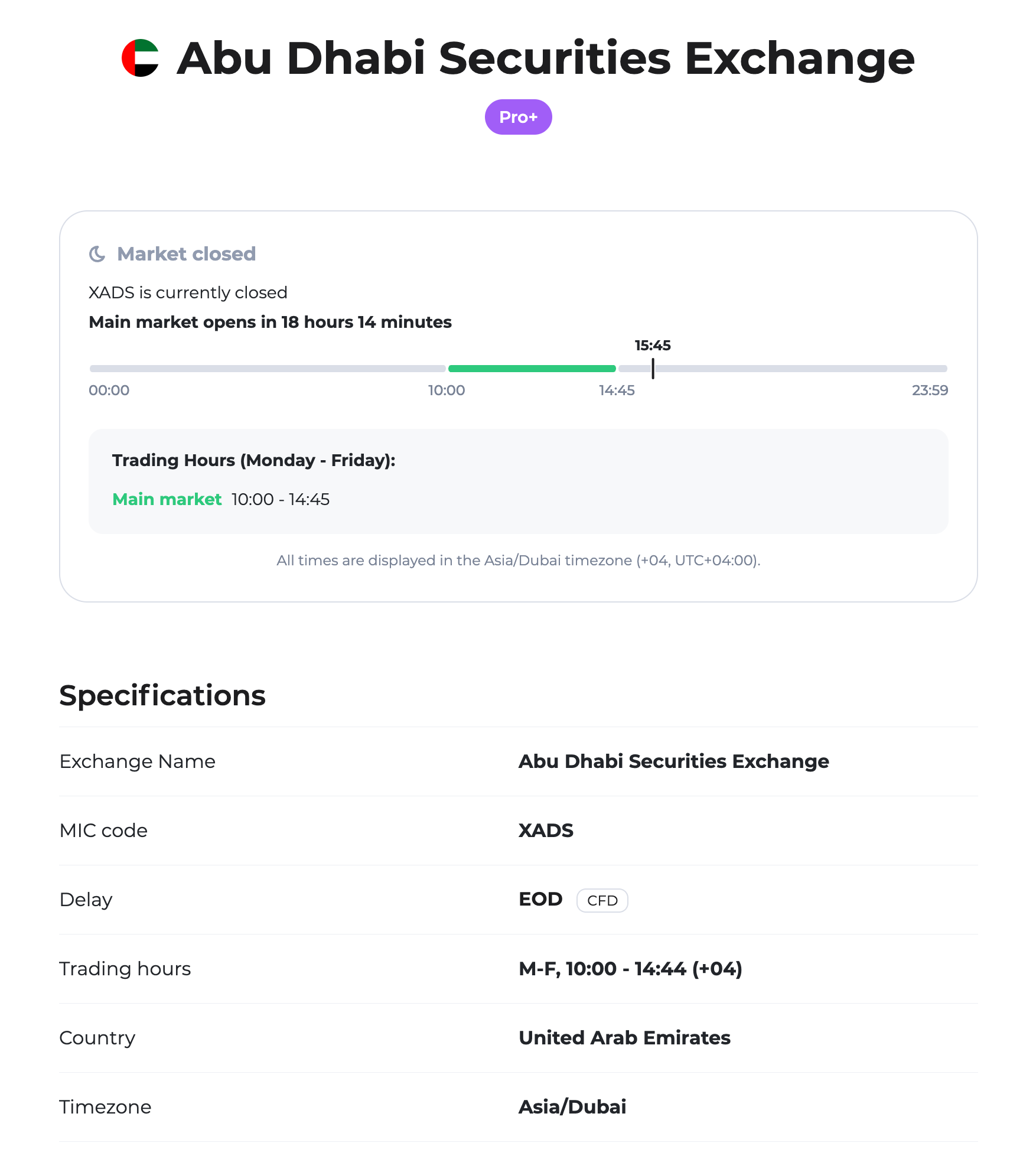 Exchange Trading Hours