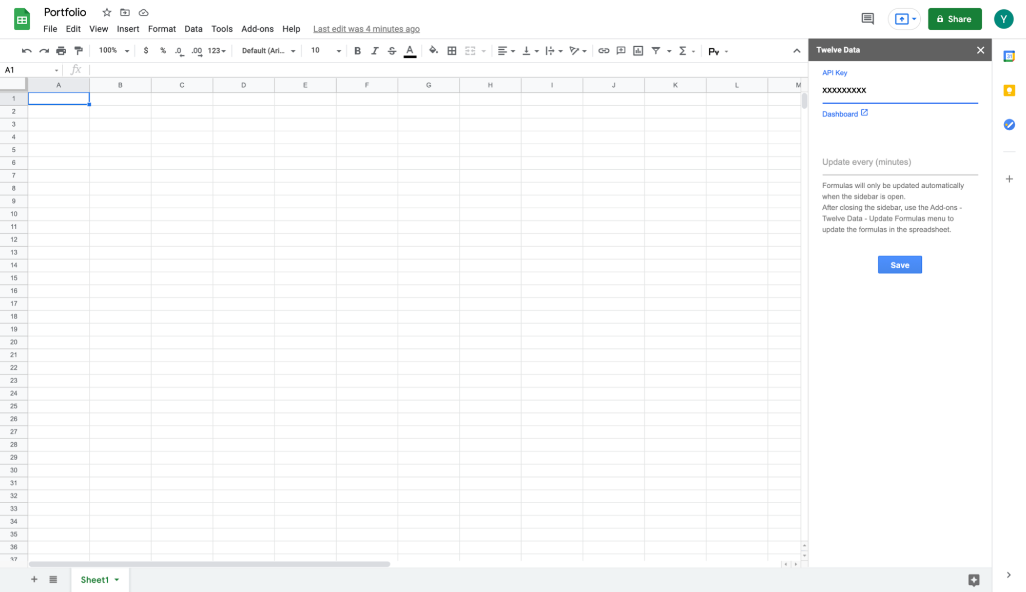 Add-on API key setting