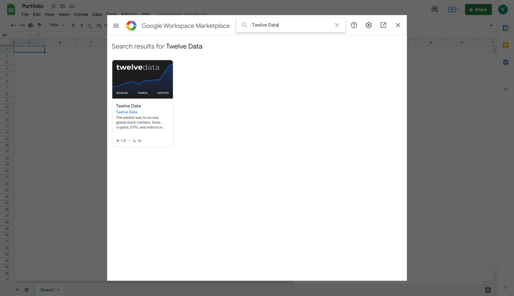 Google Workspace Marketplace Search Twelve Data