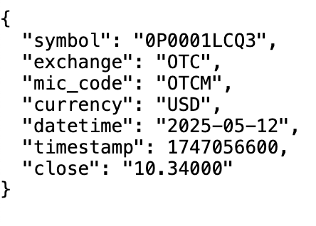 Mutual funds end of day prices