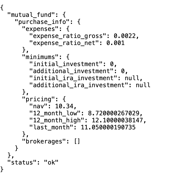 Mutual fund purchase info