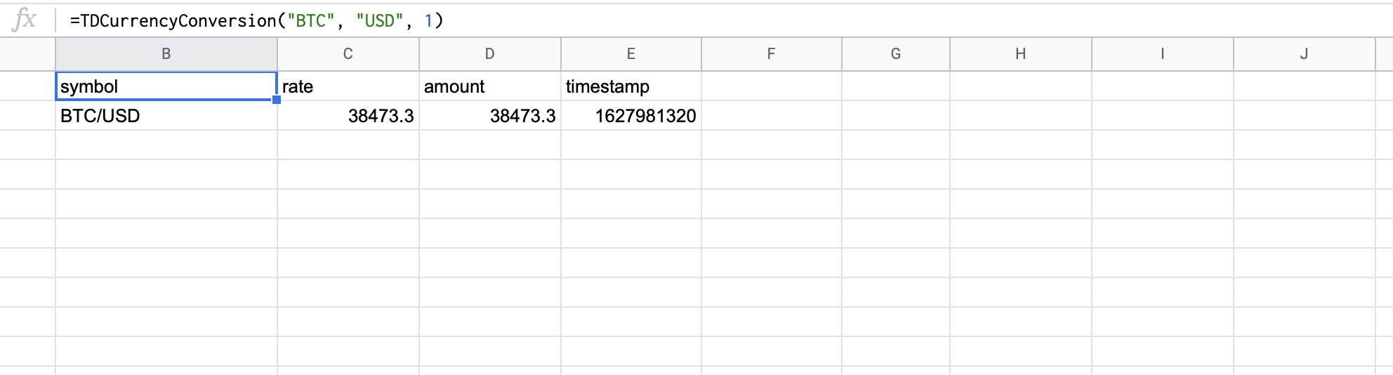 Conversion of 1 BTC to USD